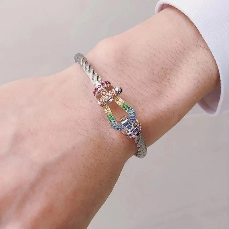 ¡®Moco¡¯FORC LARGE HORSESHOE COLORED DIAMOND BRACELET SILVER