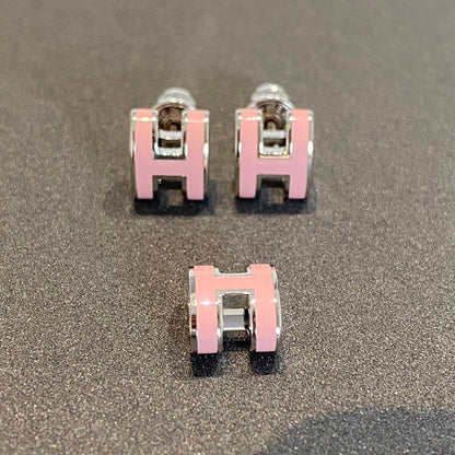 ¡®Moco¡¯MINI POP H SILVER EARRINGS PINK