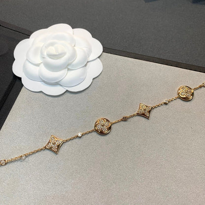 ¡®Moco¡¯STAR AND SUN 4 MOTIFS GOLD DIAMONDS BRACELET