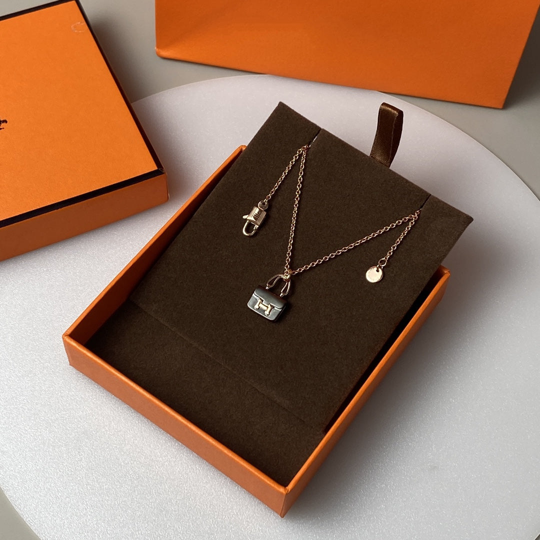 ¡®Moco¡¯CONSTANCE BLACK PEDANT PINK GOLD NECKLACE