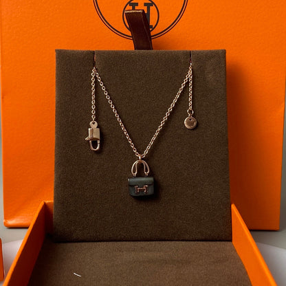 ¡®Moco¡¯CONSTANCE BLACK PEDANT PINK GOLD NECKLACE