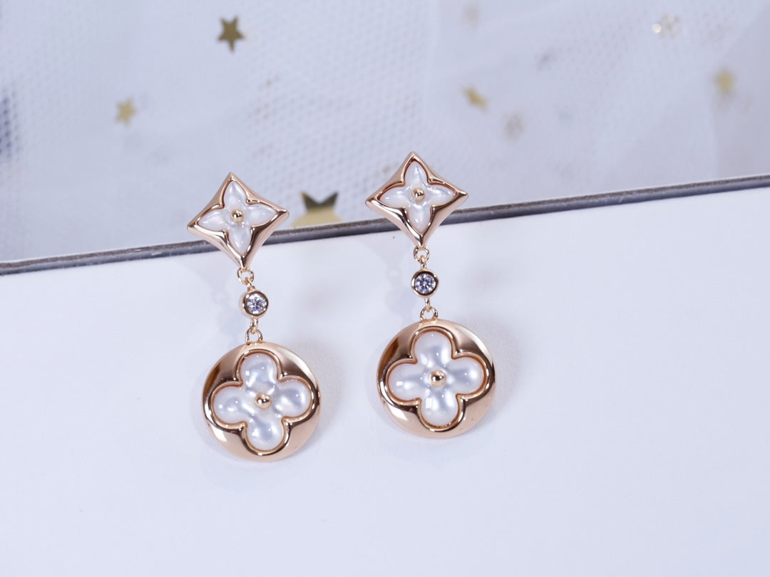 ¡®Moco¡¯STAR AND SUN PINK GOLD MOP DROP EARRINGS