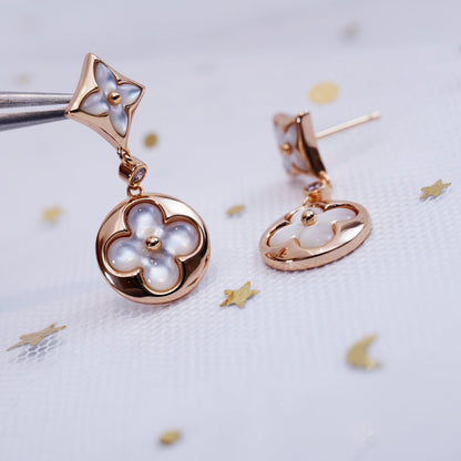 ¡®Moco¡¯STAR AND SUN PINK GOLD MOP DROP EARRINGS