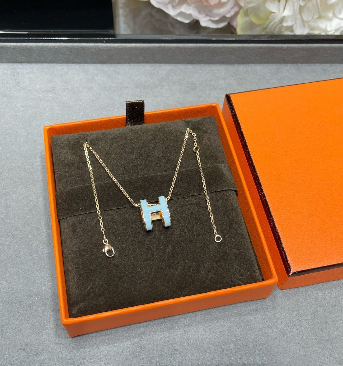 ¡®Moco¡¯POP H SKY BLUE NECKLACE