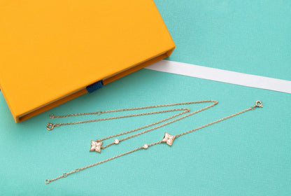 ¡®Moco¡¯STAR PINK MOP 1 DIAMOND PINK GOLD NECKLACE
