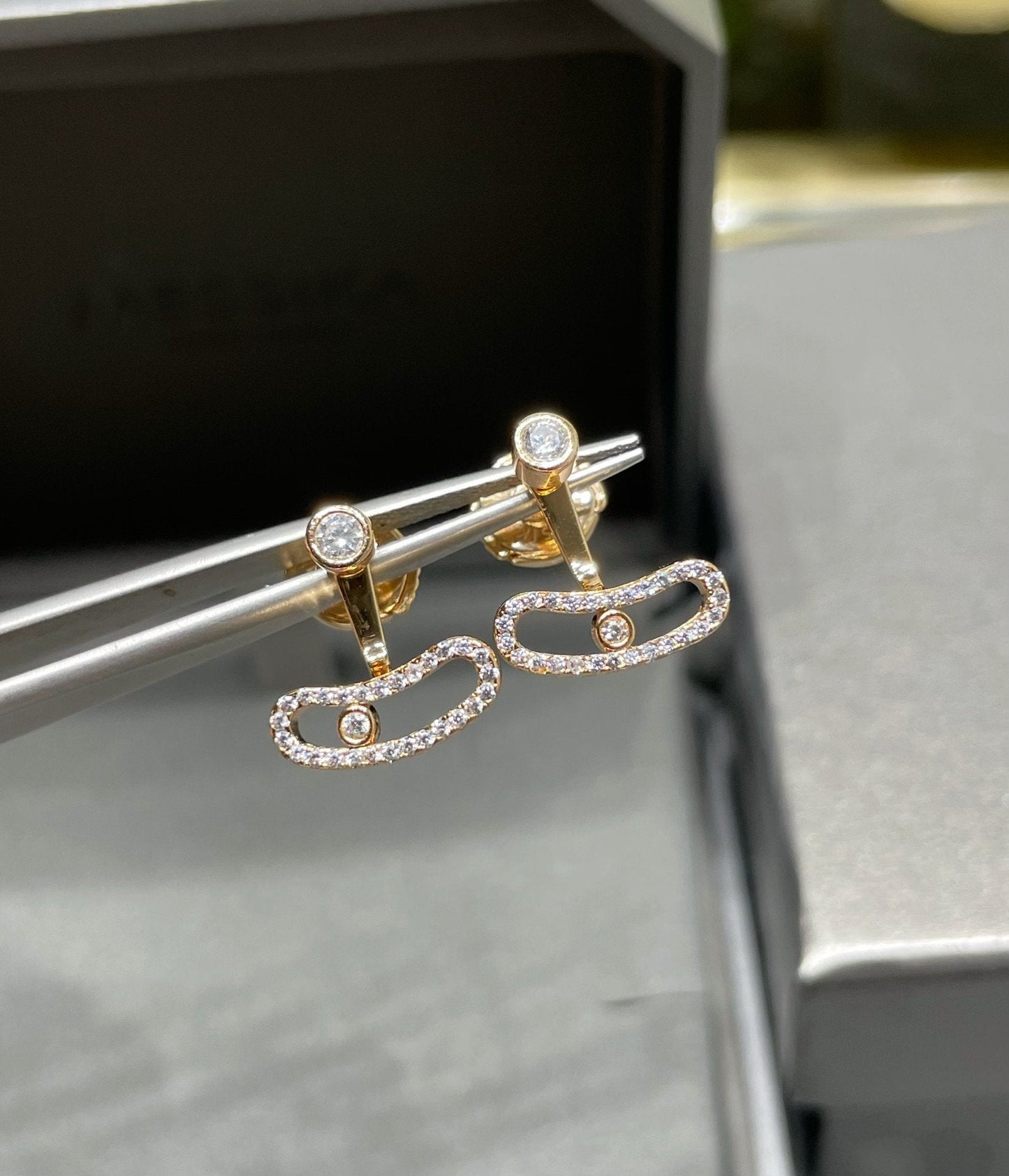 [moco jewelrys ]MOVE UNO PINK GOLD DIAMOND EARRINGS