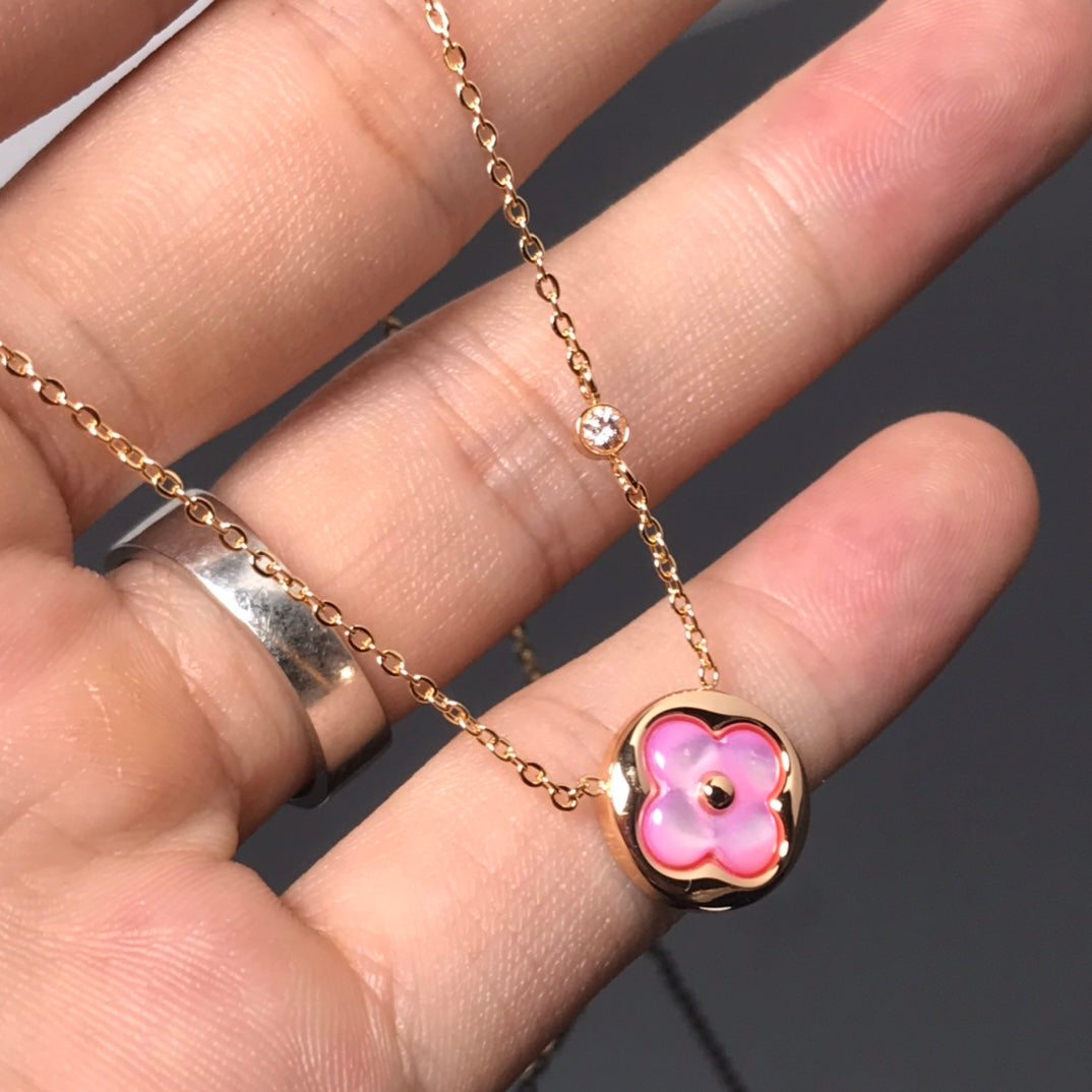 ¡®Moco¡¯COLOR BLOSSOM PINK MOP SUN GOLD NECKLACE