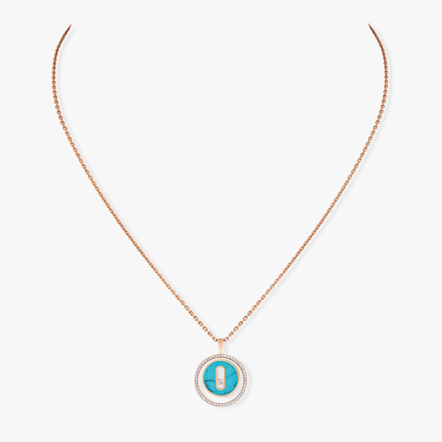[moco jewelrys ]moco jewelrys MOVE 1 DIAMOND TURQUOISE PINK GOLD DIAMOND NECKLACE