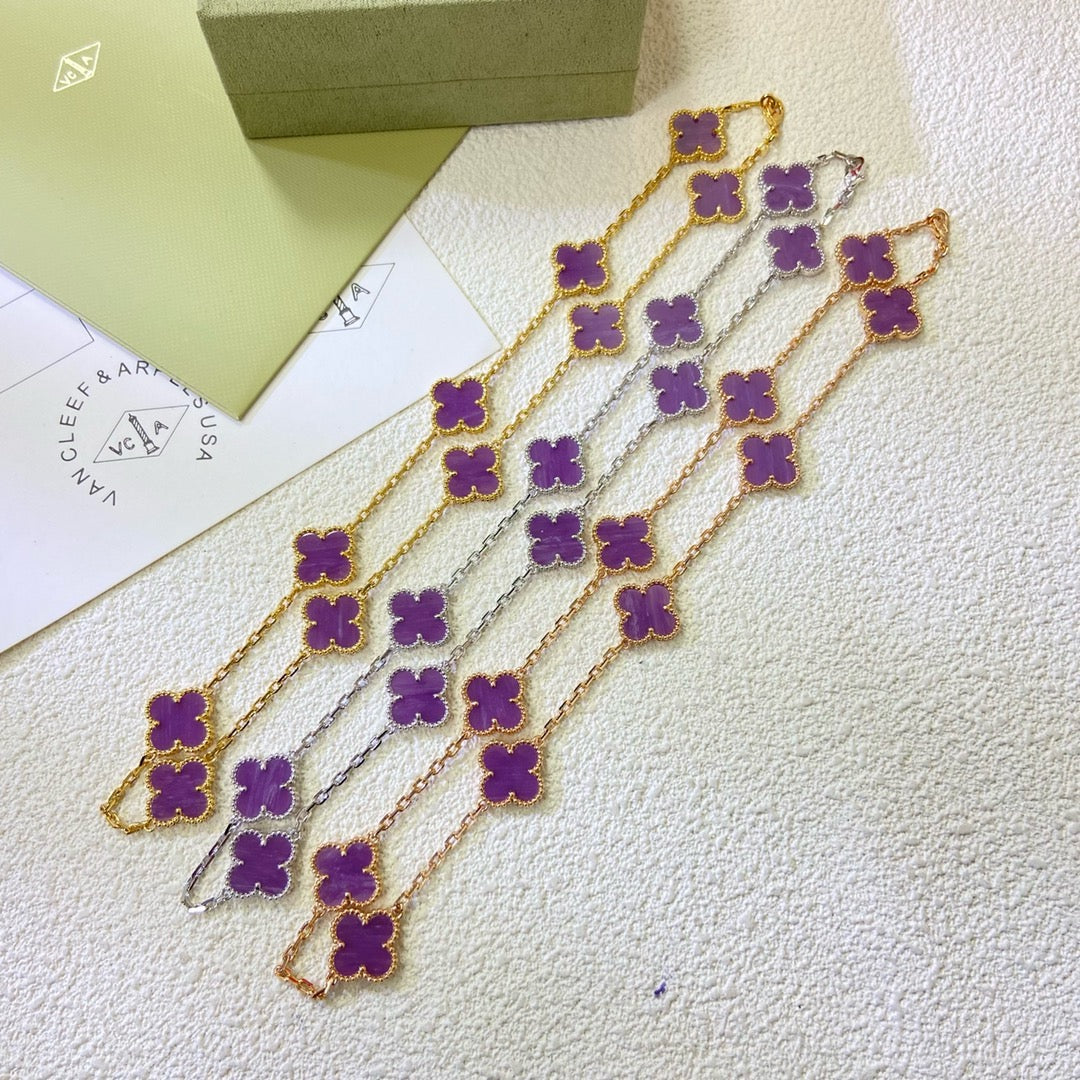 ¡®Moco¡¯CLOVER 10 MOTIFS  PURPLE VIOLET  NECKLACE