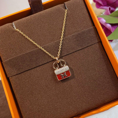 ¡®Moco¡¯CONSTANCE RED PEDANT PINK GOLD NECKLACE