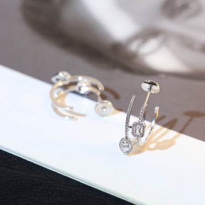[moco jewelrys ]CREOLES MY TWIN 2 RANGS SILVER DIAMOND EARRINGS