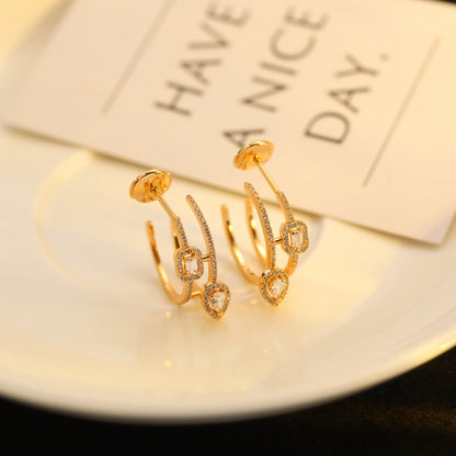 [moco jewelrys ]CREOLES MY TWIN 2 RANGS SILVER DIAMOND EARRINGS
