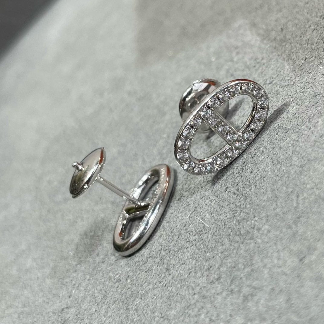 ¡®Moco¡¯HM FULL DIAMOND PIG NOSE STUD EARRINGS