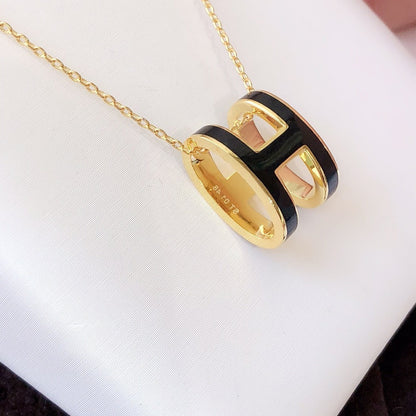 ¡®Moco¡¯HM CLIC BLACK ENAMEL GOLD NECKLACE