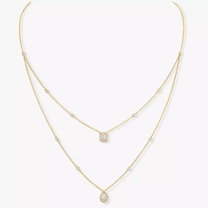 [moco jewelrys ]Diamond Necklace My Twin 2 Rows