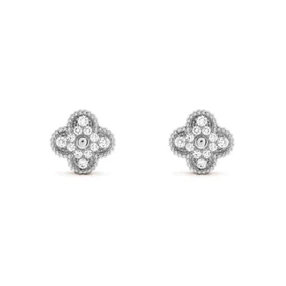 ¡®Moco¡¯CLOVER 1 MOTIFS DIAMOND STUD EARRINGS SILVER