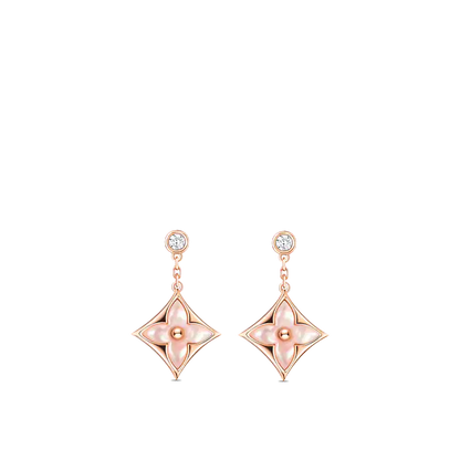 ¡®Moco¡¯DOUBLE STAR PINK GOLD MOP DROP EARRINGS