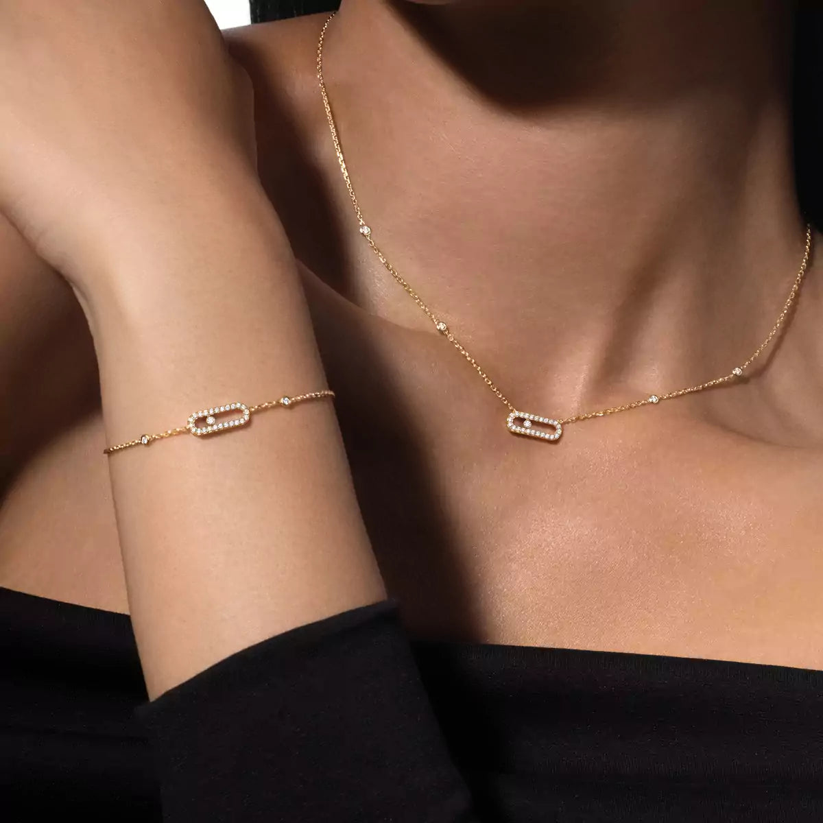 [moco jewelrys ]Diamond Necklace Move Uno