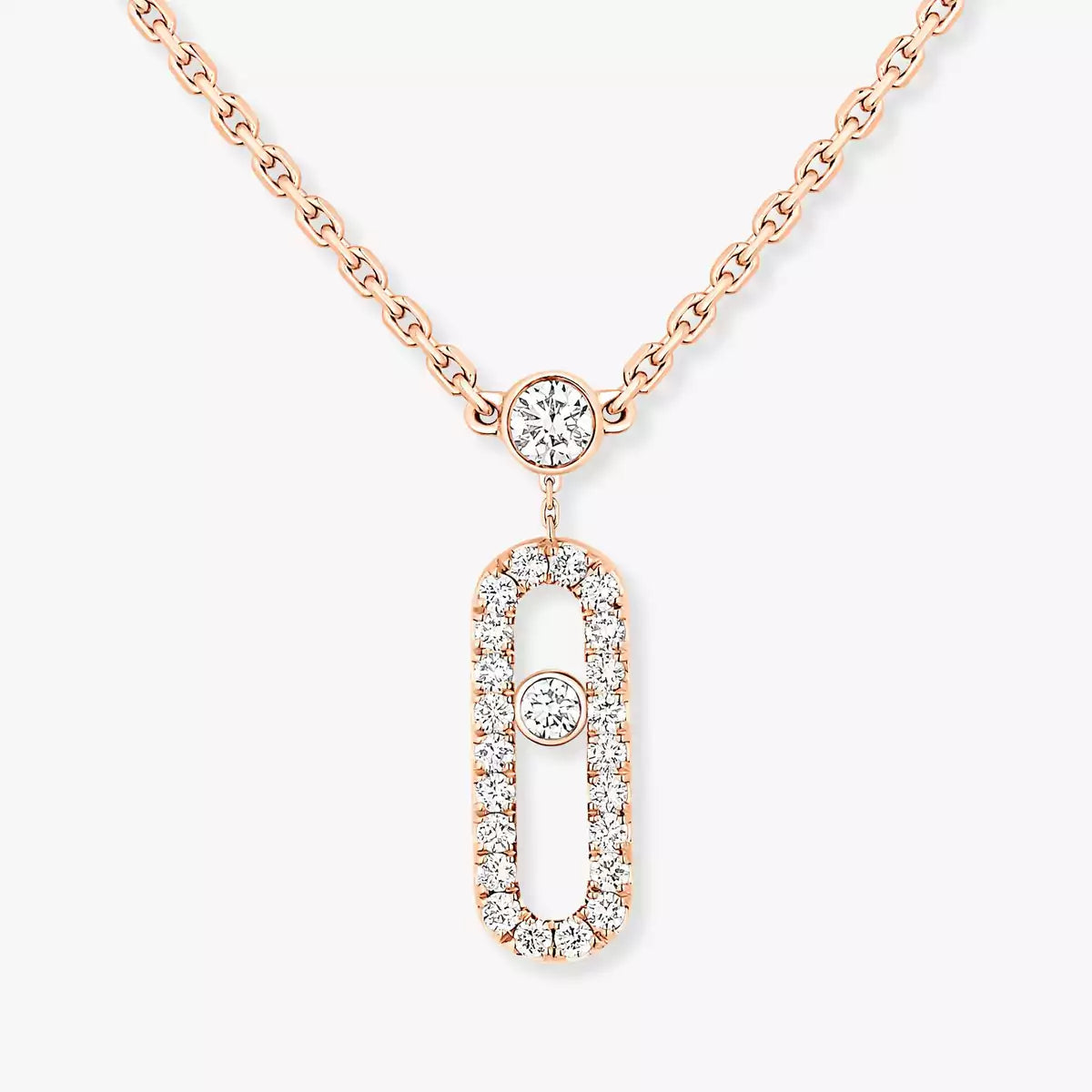[moco jewelrys ]2 Rows Rose Gold Diamond Pave_ Necklace Move Uno