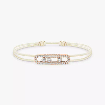 [moco jewelrys ]Messika Care(s) pink cord pavé bracelet